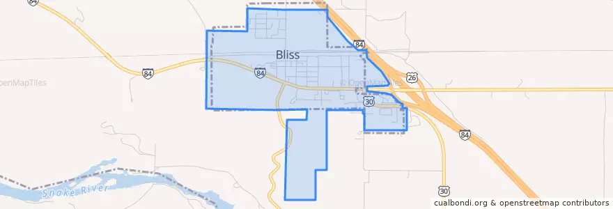 Mapa de ubicacion de Bliss.