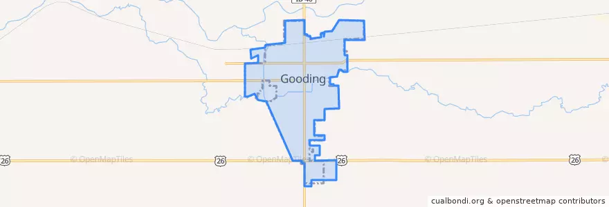 Mapa de ubicacion de Gooding.