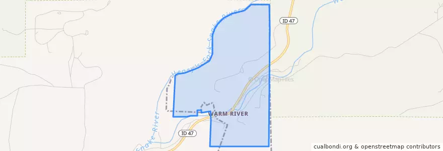 Mapa de ubicacion de Warm River.