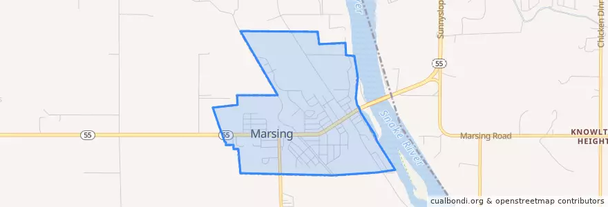 Mapa de ubicacion de Marsing.