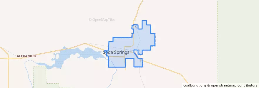 Mapa de ubicacion de Soda Springs.