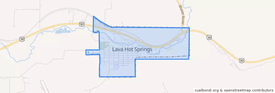 Mapa de ubicacion de Lava Hot Springs.