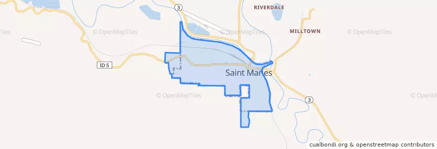 Mapa de ubicacion de Saint Maries.