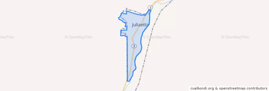 Mapa de ubicacion de Juliaetta.