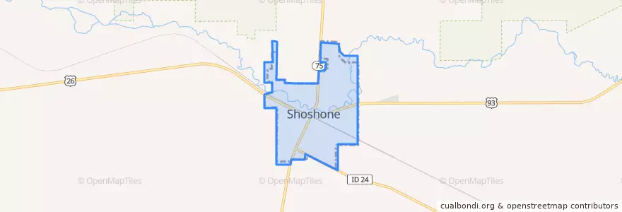 Mapa de ubicacion de Shoshone.