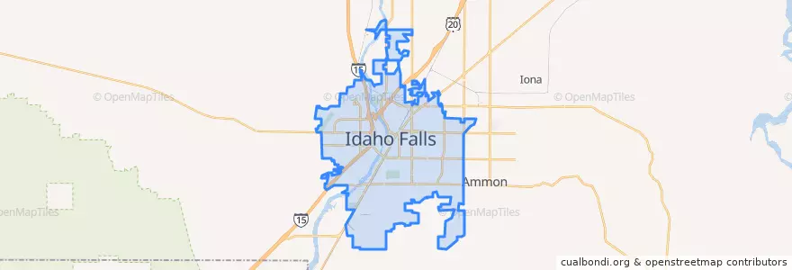 Mapa de ubicacion de Idaho Falls.