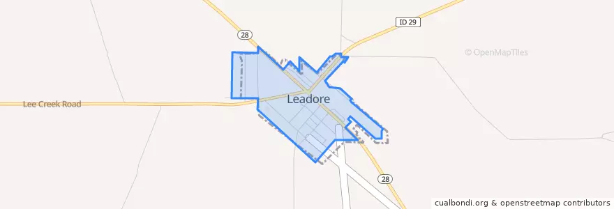 Mapa de ubicacion de Leadore.