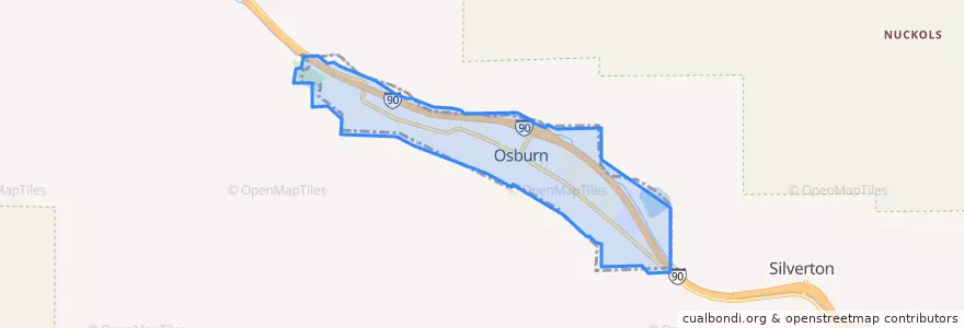 Mapa de ubicacion de Osburn.