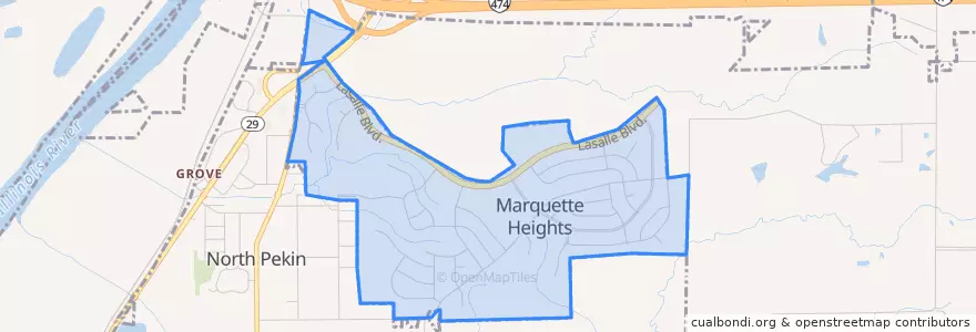 Mapa de ubicacion de Marquette Heights.