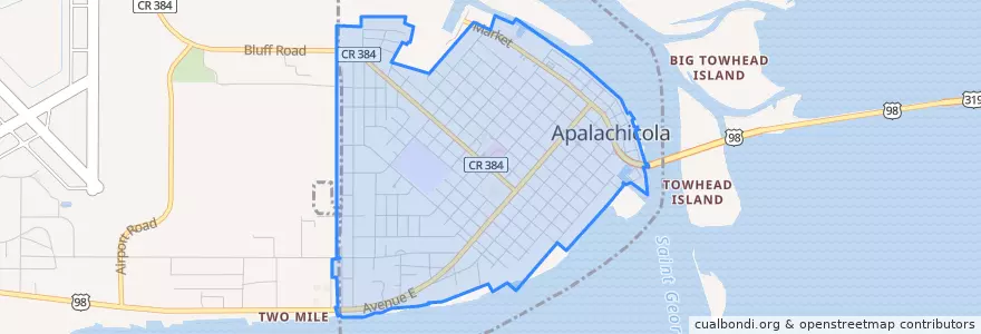 Mapa de ubicacion de Apalachicola.