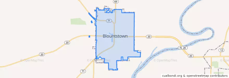 Mapa de ubicacion de Blountstown.