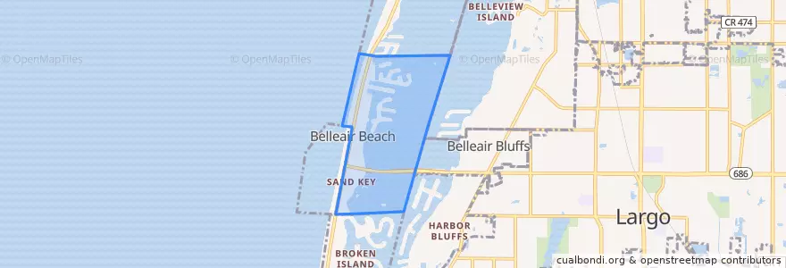 Mapa de ubicacion de Belleair Beach.