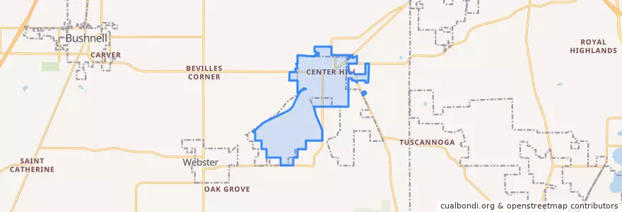 Mapa de ubicacion de Center Hill.