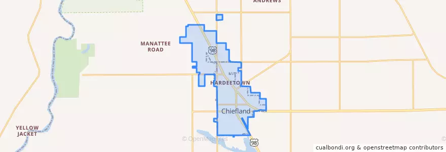 Mapa de ubicacion de Chiefland.