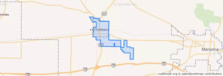 Mapa de ubicacion de Cottondale.