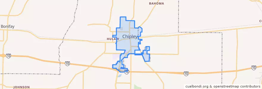 Mapa de ubicacion de Chipley.