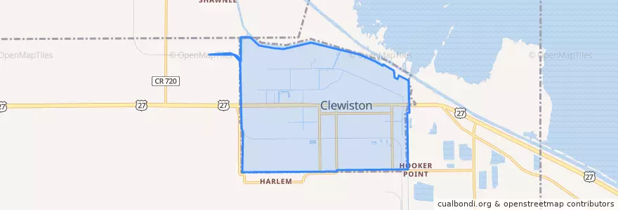 Mapa de ubicacion de Clewiston.