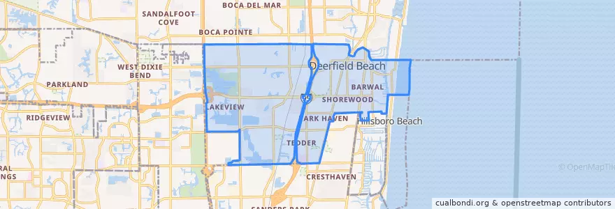 Mapa de ubicacion de Deerfield Beach.