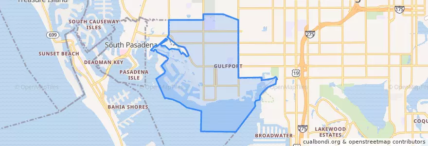 Mapa de ubicacion de Gulfport.