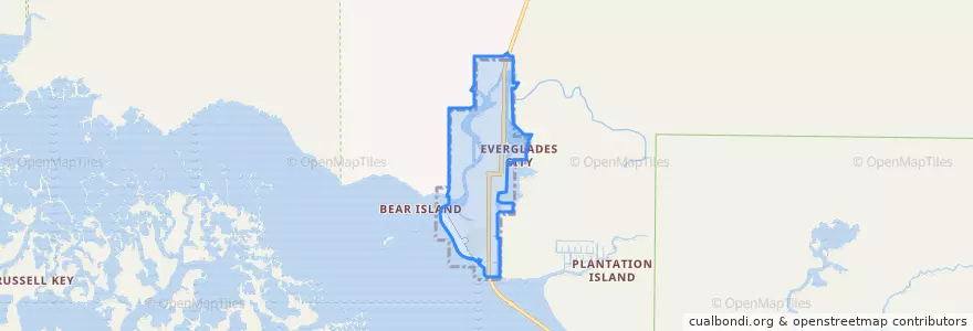 Mapa de ubicacion de Everglades City.