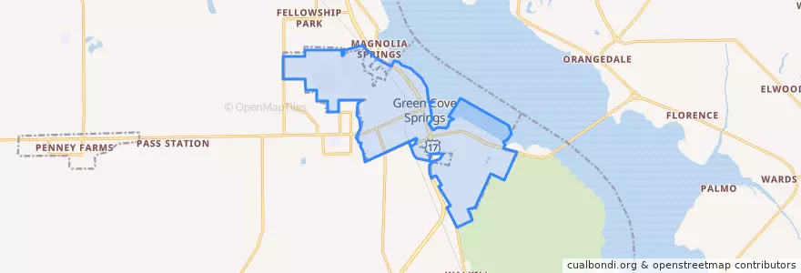 Mapa de ubicacion de Green Cove Springs.