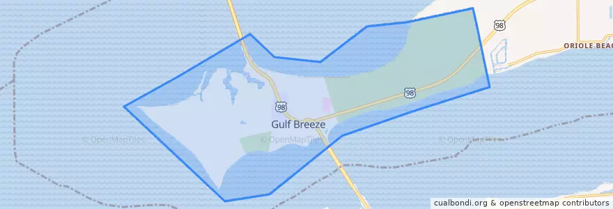 Mapa de ubicacion de Gulf Breeze.
