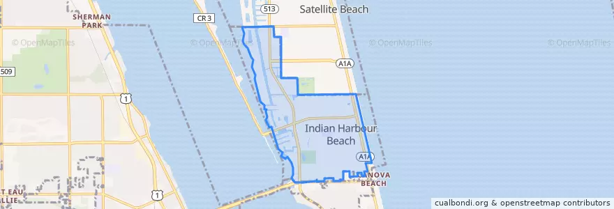 Mapa de ubicacion de Indian Harbour Beach.