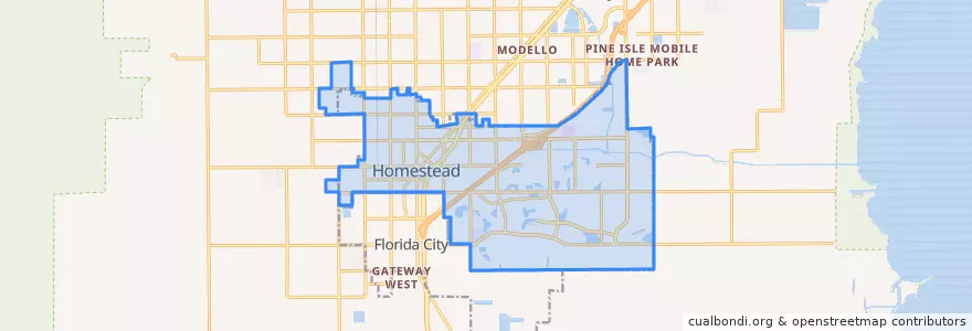 Mapa de ubicacion de Homestead.