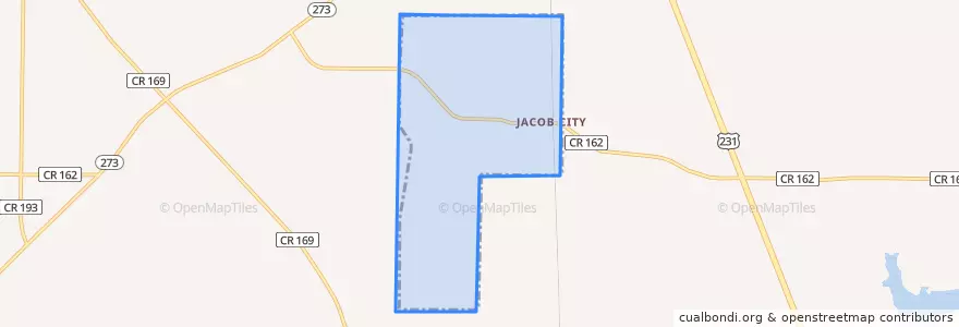 Mapa de ubicacion de Jacob City.