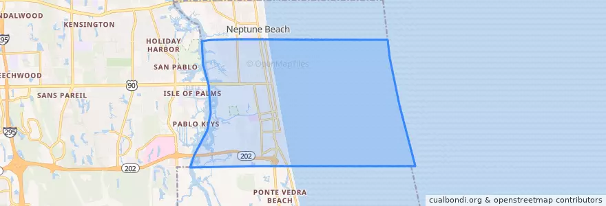 Mapa de ubicacion de Jacksonville Beach.