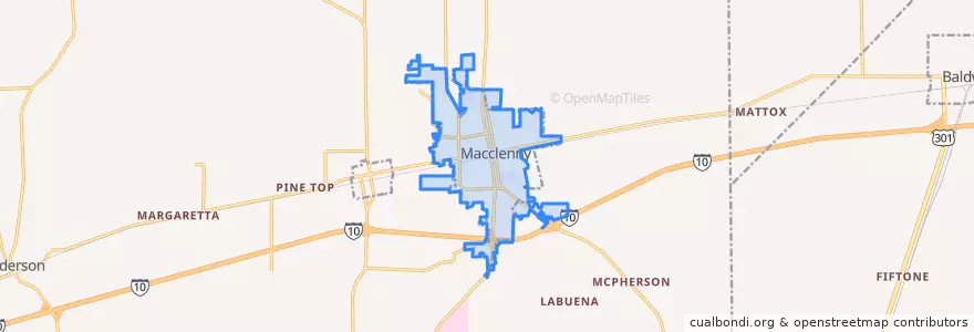 Mapa de ubicacion de Macclenny.