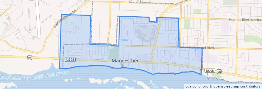 Mapa de ubicacion de Mary Esther.