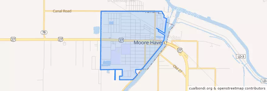 Mapa de ubicacion de Moore Haven.