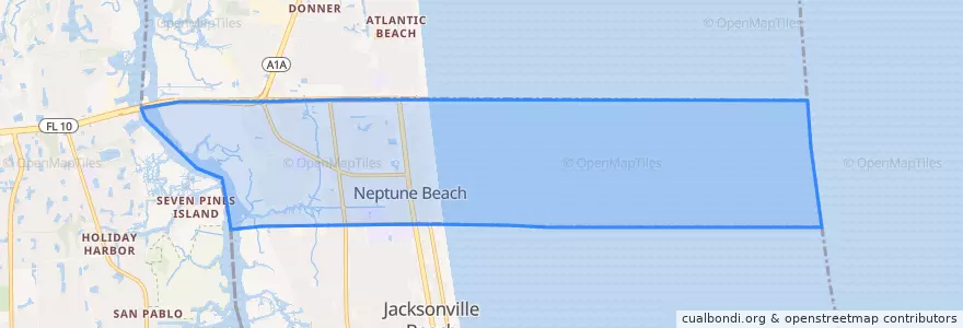 Mapa de ubicacion de Neptune Beach.