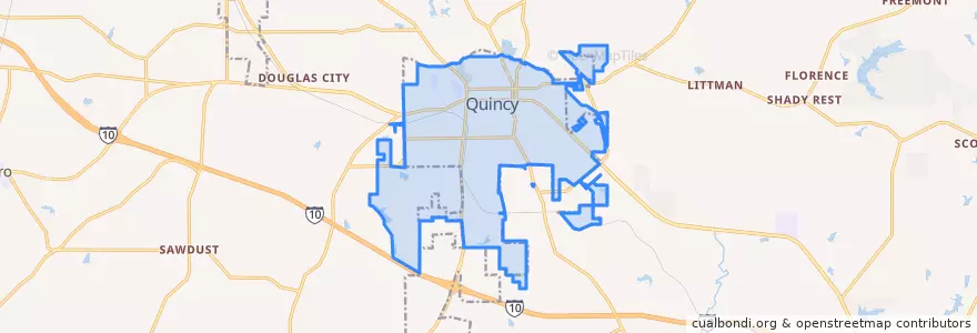 Mapa de ubicacion de Quincy.