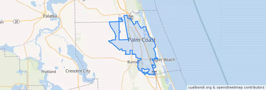 Mapa de ubicacion de Palm Coast.