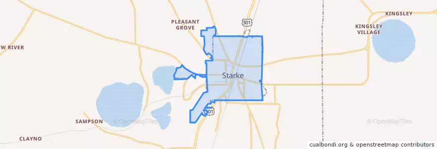 Mapa de ubicacion de Starke.