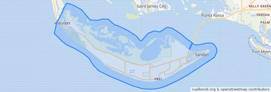 Mapa de ubicacion de Sanibel.