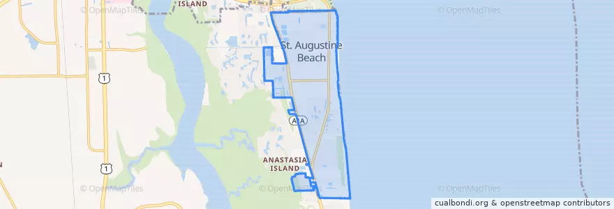 Mapa de ubicacion de St. Augustine Beach.