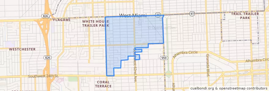 Mapa de ubicacion de West Miami.