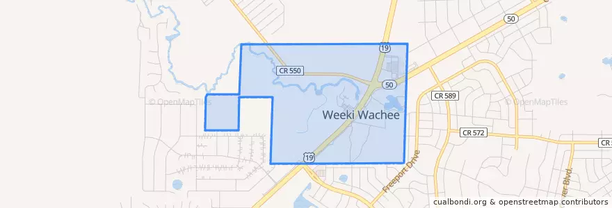 Mapa de ubicacion de Weeki Wachee.