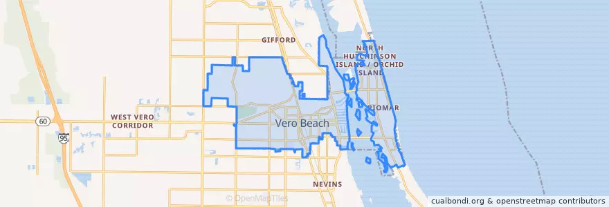 Mapa de ubicacion de Vero Beach.