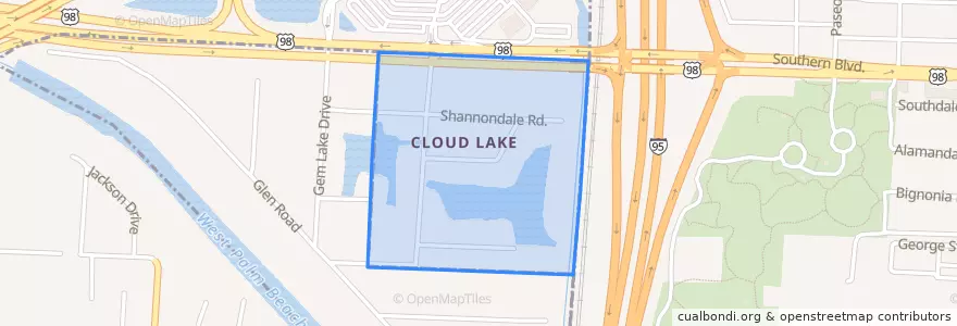 Mapa de ubicacion de Cloud Lake.
