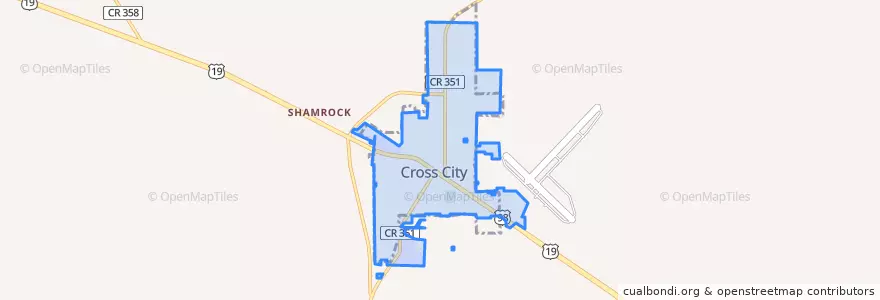 Mapa de ubicacion de Cross City.