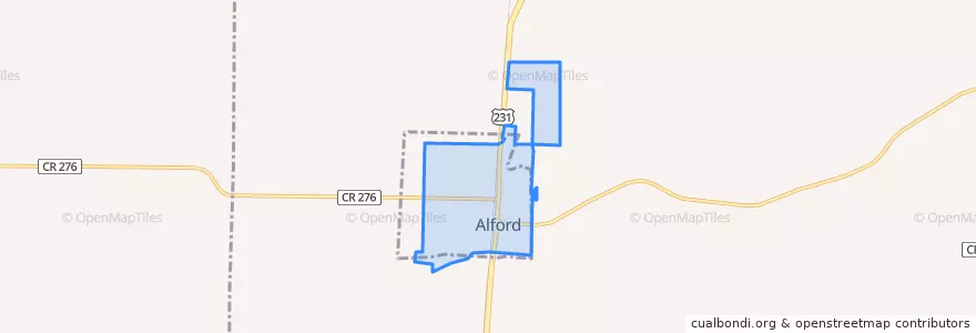 Mapa de ubicacion de Alford.