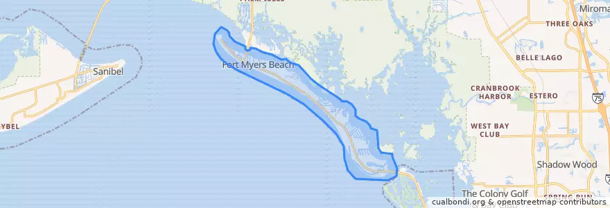 Mapa de ubicacion de Fort Myers Beach.