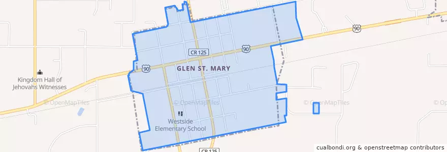 Mapa de ubicacion de Glen St. Mary.