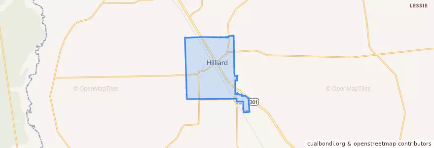 Mapa de ubicacion de Hilliard.