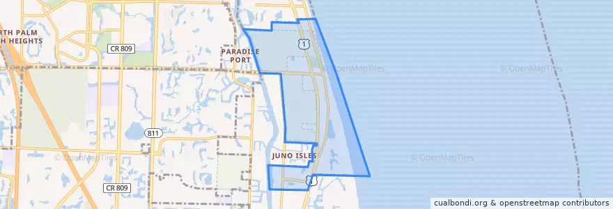 Mapa de ubicacion de Juno Beach.