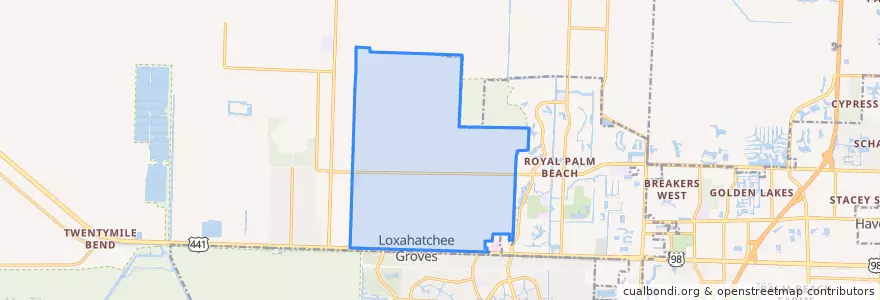 Mapa de ubicacion de Loxahatchee Groves.